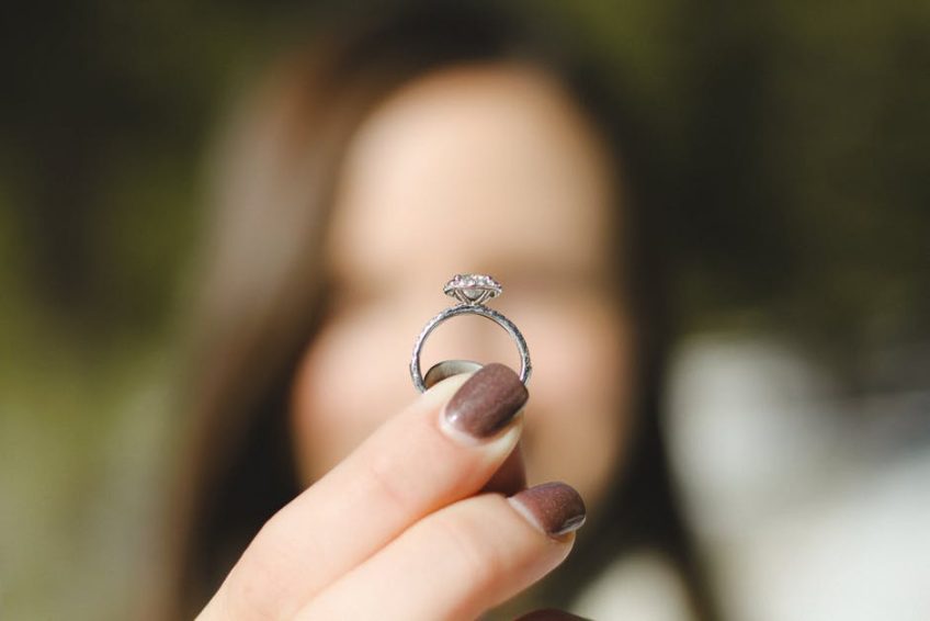 Custom Wedding Ring Design holding up ring