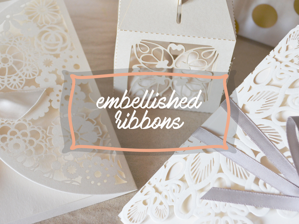 DIY Gift Wrapping embellished ribbon